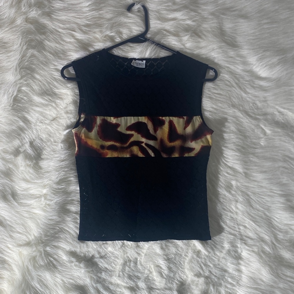 Stylish Black and Brown Patterned Tank Top